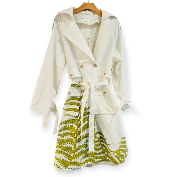 ANTHROPOLOGIE Tropical Printed Oversized Trench Coat Spring Unique Size M NEW - Picture 4 of 15